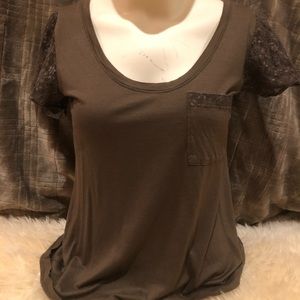 Banana Republic top with lace shoulders.